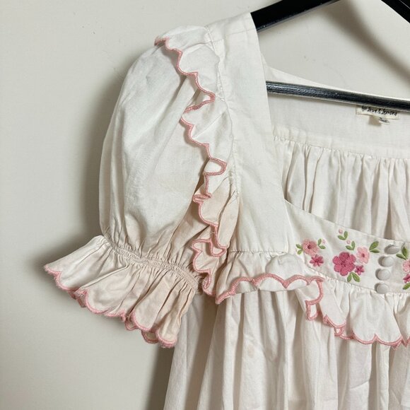 FOR LOVE & LEMONS  Tea Time Babydoll Mini Dress in White Size Small - Picture 6 of 16